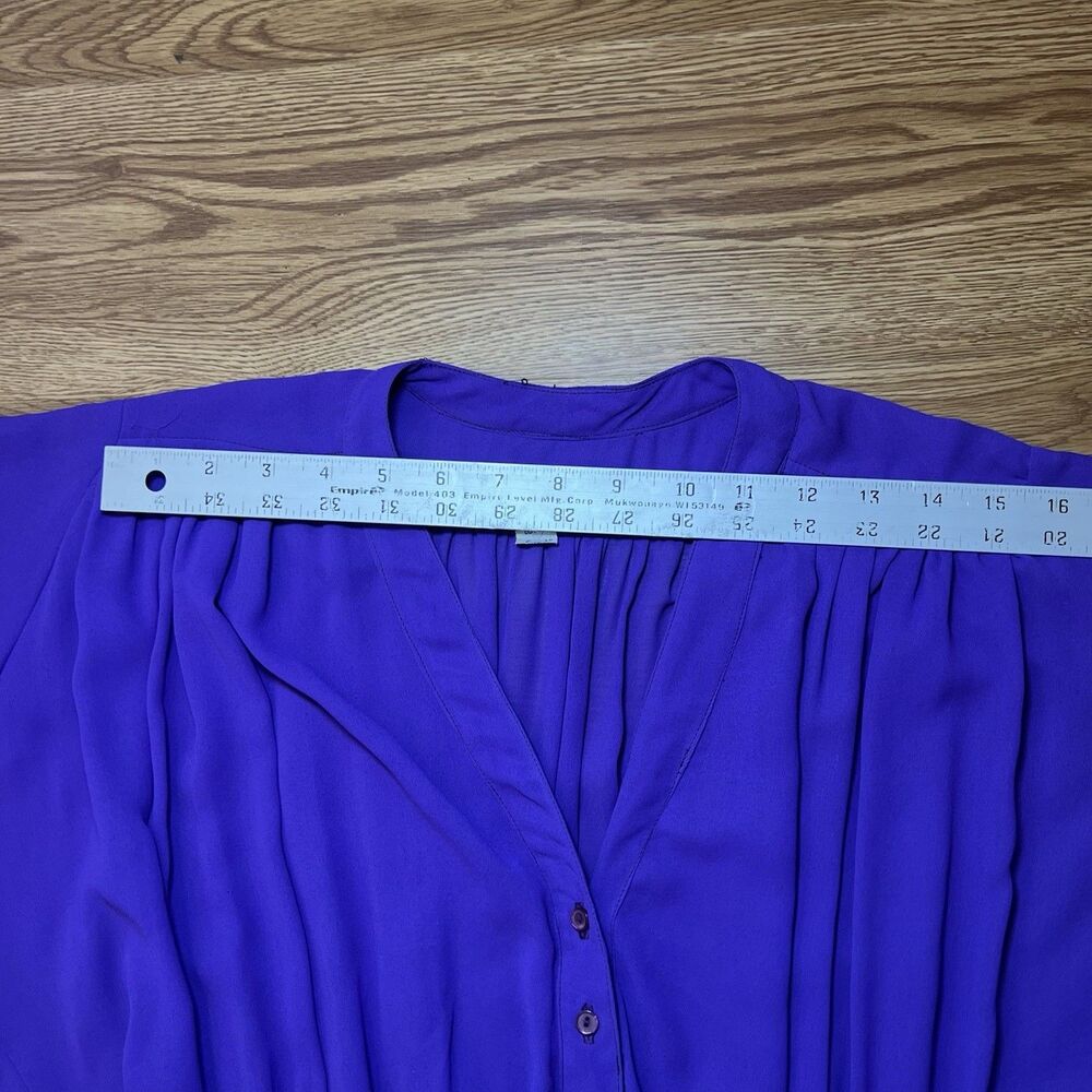 Vtg 80S Bernard New York V Neck Purple Chiffon Midi Dress Belted Retro Sz 10 - Picture 6 of 9